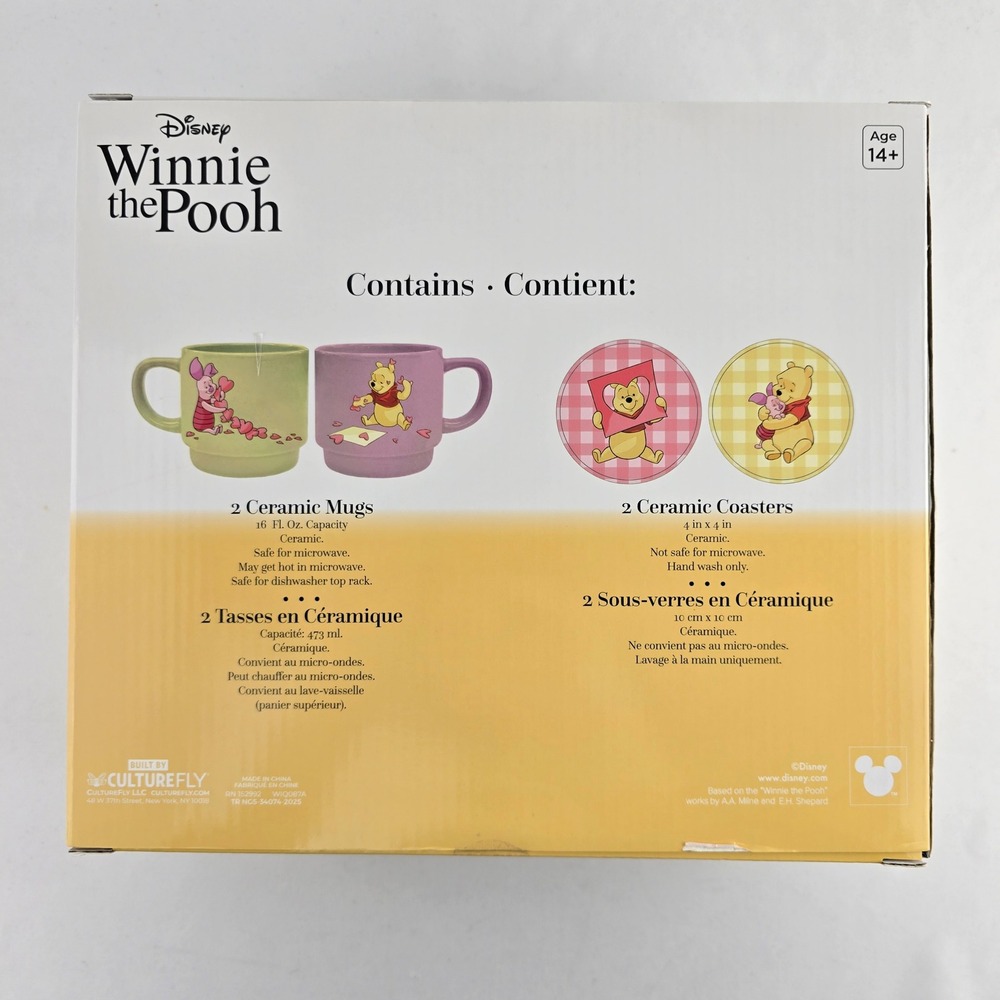 NIB Disney Winnie the Pooh 4 Piece Ceramic Mug and Coaster Gift Set OS - Picture 10 of 13